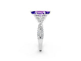 Silver Marquise Cut Tanzanite  Halo Twist Band Solitaire Prong Setting Ring_14