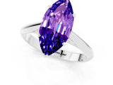 Silver Marquise Cut Tanzanite Solitaire Engagement Ring with Cathedral Setting and Four-Prong Mount_13