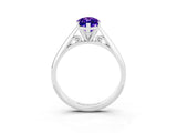 Silver Marquise Cut Tanzanite Solitaire Engagement Ring with Cathedral Setting and Four-Prong Mount_15
