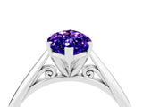 Silver Marquise Cut Tanzanite Solitaire Engagement Ring with Cathedral Setting and Four-Prong Mount_16