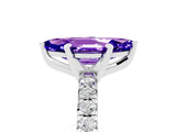 Silver Marquise Cut Tanzanite Solitaire Pavé Engagement Ring with Round Band and Prong Setting_89