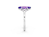 Silver Marquise Cut Tanzanite Solitaire Ring with Flower Prong Setting and Classic Band_2