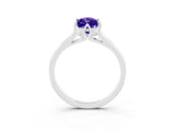 Silver Marquise Cut Tanzanite Solitaire Ring with Flower Prong Setting and Classic Band_3