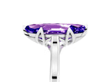 Silver Marquise Cut Tanzanite Solitaire Ring with Flower Prong Setting and Classic Band_5