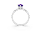 Silver Marquise Cut Tanzanite Solitaire Ring with Round  Pavé Band and Four-Prong Setting_39