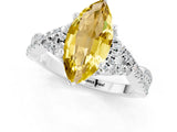 Silver Marquise Cut Yellow Sapphire  Halo Twist Band Solitaire Prong Setting Ring_13