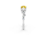 Silver Marquise Cut Yellow Sapphire Scattered Round Accent Ring with Prong Setting_32