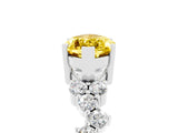 Silver Marquise Cut Yellow Sapphire Scattered Round Accent Ring with Prong Setting_35