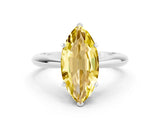 Silver Marquise Cut Yellow Sapphire Solitaire Engagement Ring with Cathedral Setting and Four-Prong Mount_12