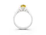 Silver Marquise Cut Yellow Sapphire Solitaire Engagement Ring with Cathedral Setting and Four-Prong Mount_15