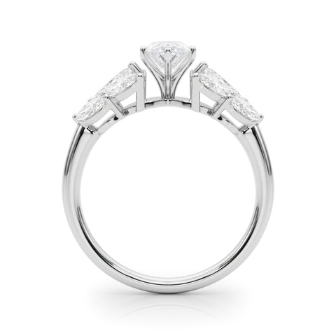 Silver Marquise Diamond Cluster Leaf Design Ring with Prong Setting 1