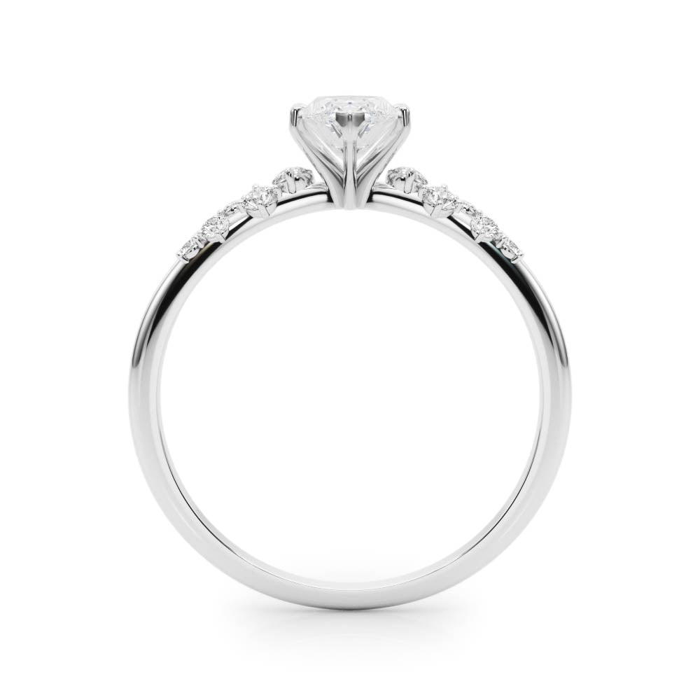 Silver Marquise Diamond Cluster Prong-Set Solitaire Ring 1