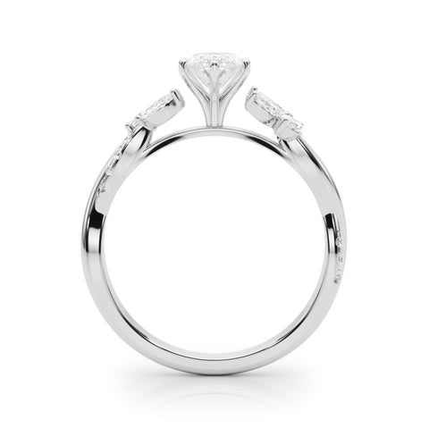 Silver Marquise Diamond Floral Vine Solitaire Engagement Ring 1