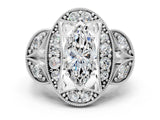 Silver Marquise Diamond Milgrain Marquise Filigree Engagement Ring with Prong Setting_6
