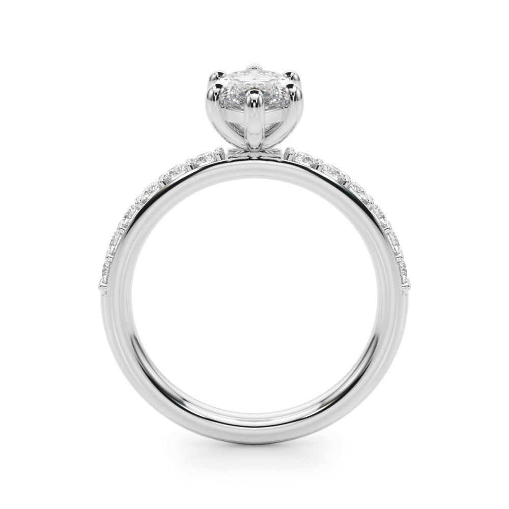 Silver Marquise Diamond Pavé Band with Six-Prong Setting 1