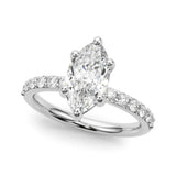 White gold Fancy Green Heart  Diamond Pavé Band with Six-Prong Setting