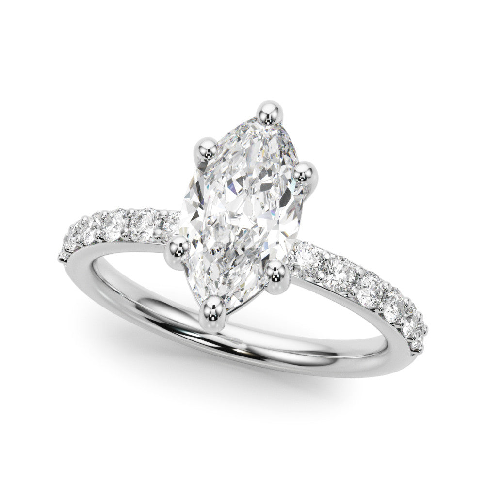 Silver Marquise Diamond Pavé Band with Six-Prong Setting 2