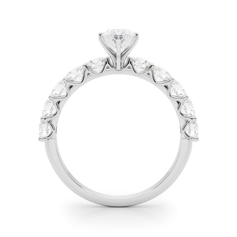 Silver Marquise Diamond Prong Setting with Side Stones on a Pave Band 1
