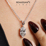 Silver Marquise Diamond Solitaire Pendant with Prong Setting_12