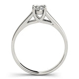 Silver Marquise Diamond Solitaire Ring with Tapered Band and Prong Setting 2