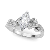 Silver Marquise Diamond Swirl Band with Prong Setting