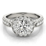 Silver Marquise Halo Diamond Engagement Ring with Split Shank Band and Four-Prong Setting 1
