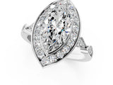 Silver Marquise Halo Diamond Engagement Ring with Twisted Band and Four-Prong Setting 1