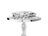 Silver Marquise Halo Diamond Engagement Ring with Twisted Band and Four-Prong Setting 5