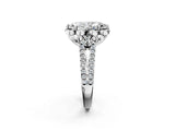 Silver Marquise Halo Diamond Floral Split Shank Engagement Ring 3