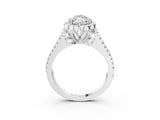 Silver Marquise Halo Diamond Floral Split Shank Engagement Ring 4