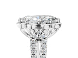 Silver Marquise Halo Diamond Floral Split Shank Engagement Ring 5