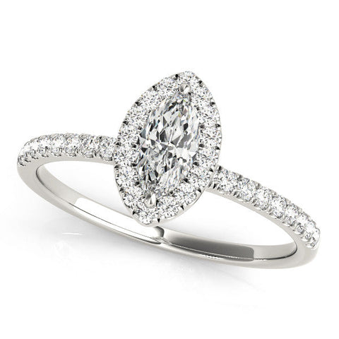 Silver Fancy Pink Round Cut Halo Diamond Pave Band with Prong Setting