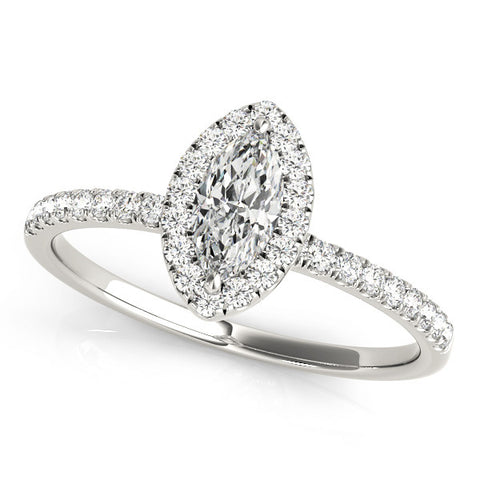 Silver Marquise Halo Diamond Pave Band with Prong Setting 1