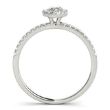 14K White Gold 1.53 Carat F VS1 Marquise Halo Diamond Pave Band with Prong Setting
