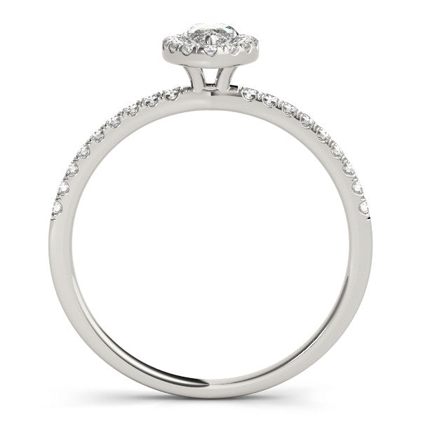 14K White Gold 1.53 Carat F VS1 Marquise Halo Diamond Pave Band with Prong Setting