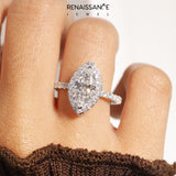 Silver Marquise Halo Diamond Pave Band with Prong Setting_41