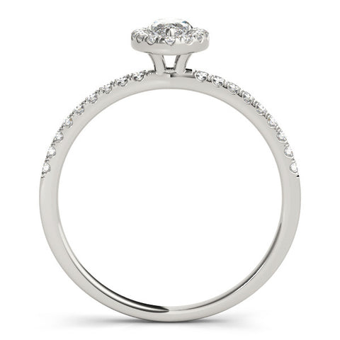 Silver Marquise Halo Diamond Pave Band with Prong Setting