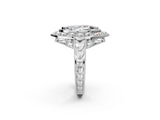 Silver Marquise Halo Diamond Ring with Milgrain Bezel and Prong Setting_8