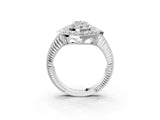 Silver Marquise Halo Diamond Ring with Milgrain Bezel and Prong Setting_9