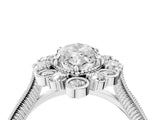 Silver Marquise Halo Milgrain Pave Diamond Ring with Four-Prong Setting 4