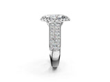Silver Marquise Halo Round Diamond Pave Band with Prong Setting 2