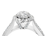 Silver Marquise Halo Round Diamond Pave Band with Prong Setting 4