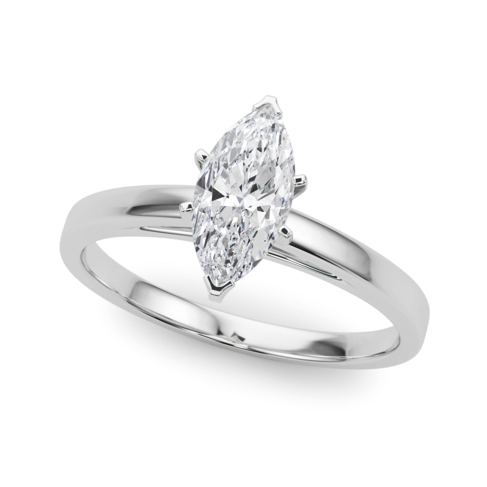 Silver Marquise Solitaire Diamond Engagement Ring with Four-Prong Setting on a Classic Band 2