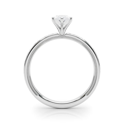 Silver Marquise Solitaire Diamond Engagement Ring with XO Engraved Band and Four-Prong Setting 1