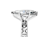 Silver Marquise Solitaire Diamond Engagement Ring with XO Engraved Band and Four-Prong Setting 5