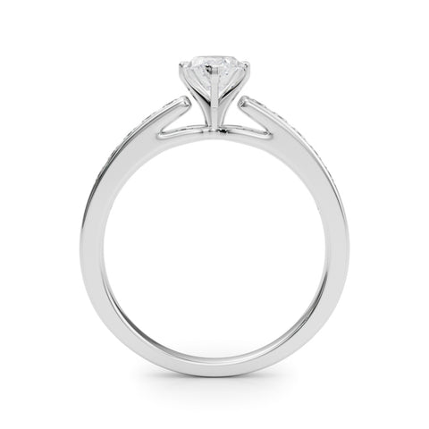 Silver Marquise Solitaire Diamond Ring with Channel-Set Band and Four-Prong Setting 1