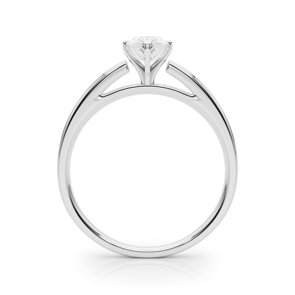 Silver Marquise Solitaire Diamond Ring with Four-Prong Setting and Classic Band 1