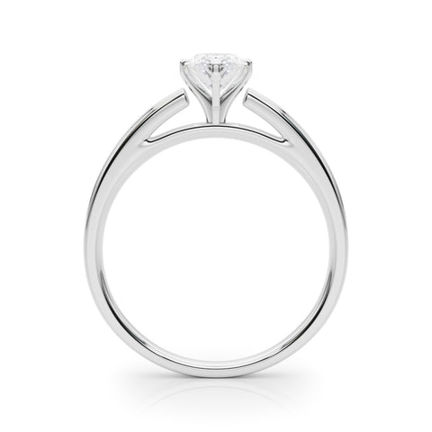 Silver Marquise Solitaire Diamond Ring with Four-Prong Setting and Classic Band 1
