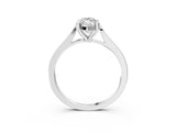 Silver Marquise Solitaire Diamond Ring with Four-Prong Setting and Tapered Band 4