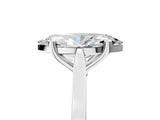 Silver Marquise Solitaire Diamond Ring with Four-Prong Setting and Tapered Band